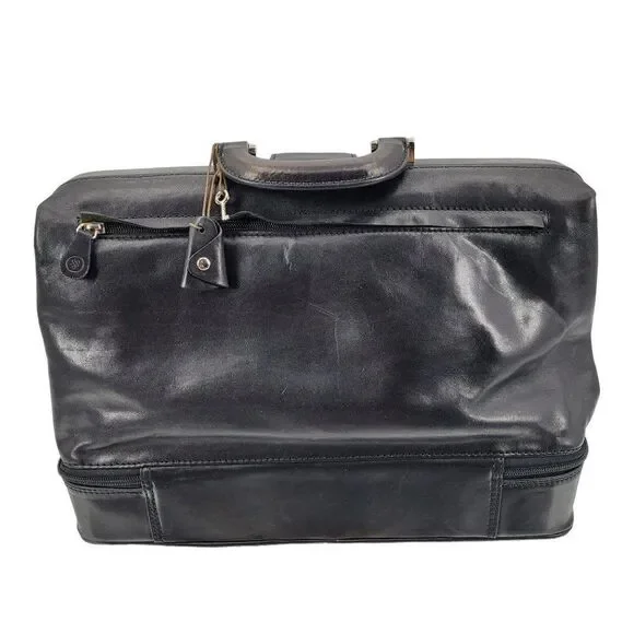 Maxwell Scott Authentic Leather‎ Doctor Bag Black Handmade Italy Key Lock Large - Picture 2 of 9